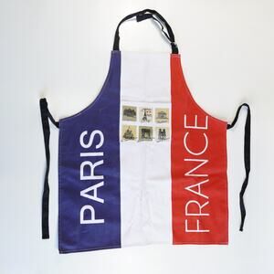 Paris France Chef's Apron French Adjustable Kitchen Cooking Smock Red White Blue